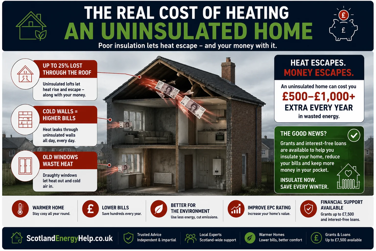 The annual cost of poor insulation in an older home