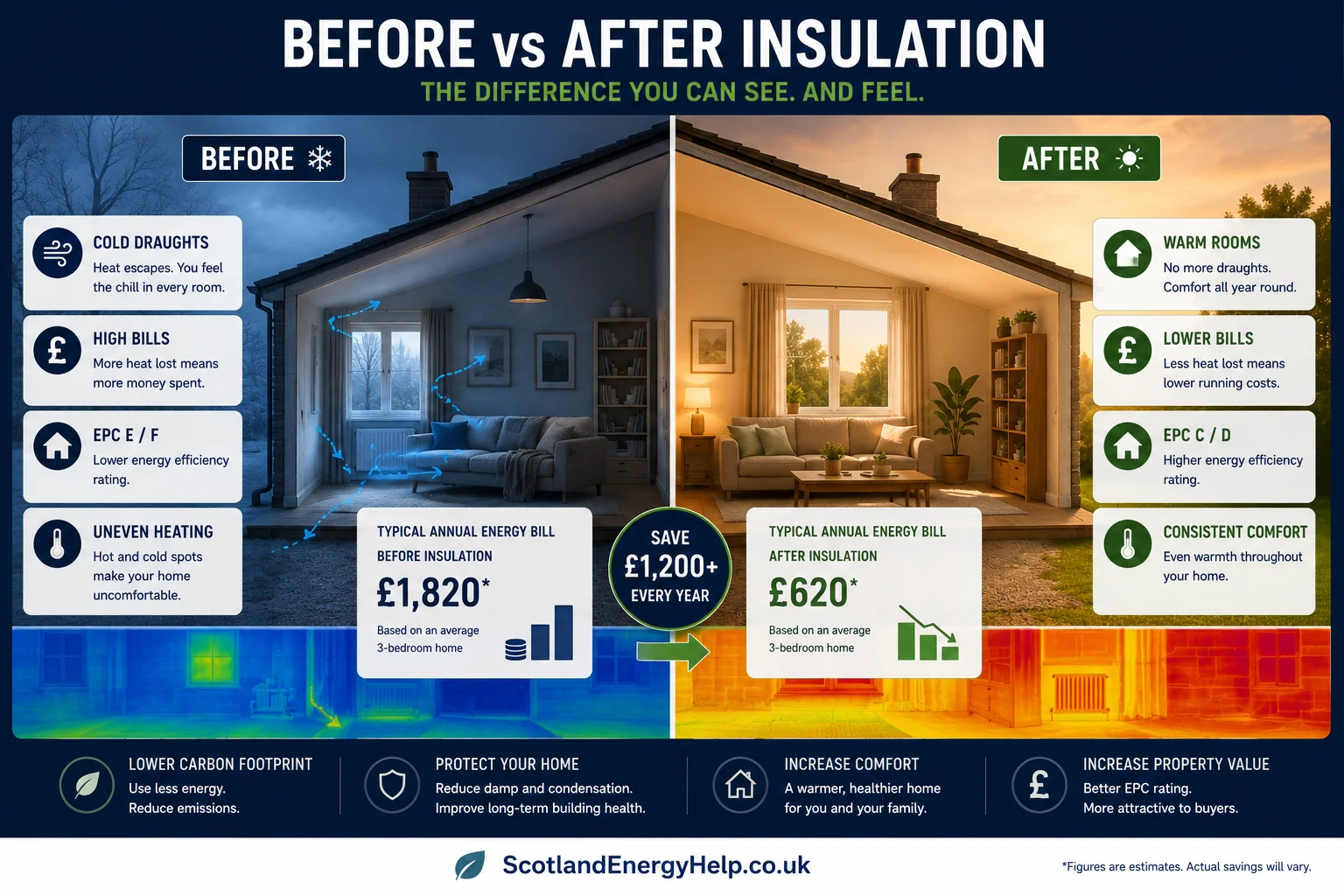 Insulation Grants in Scotland 2026 — overview infographic
