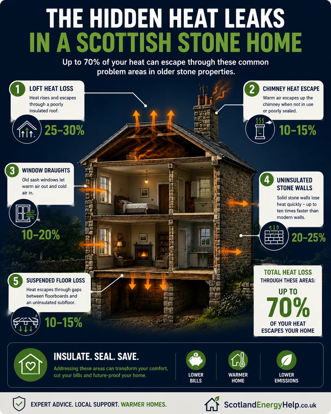 The hidden heat leaks in a Scottish stone home