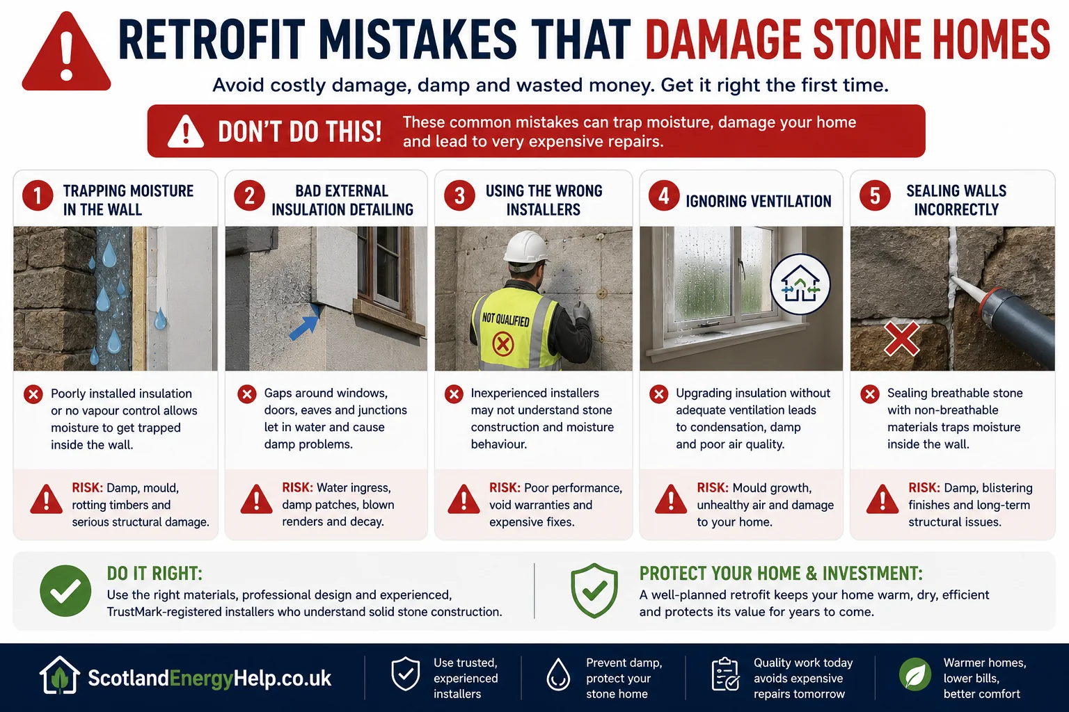 Common retrofit mistakes that damage stone homes